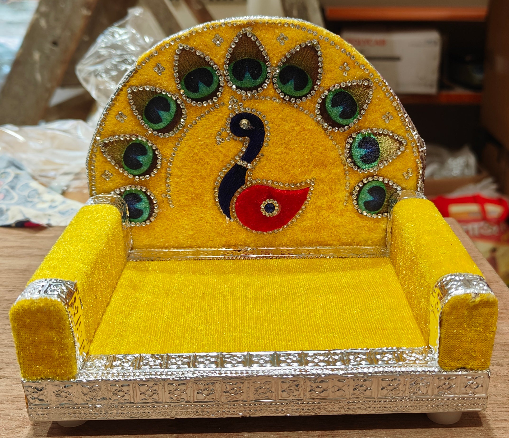 Sinhasan for Laddu Gopal Handcrafted Wooden Decorative for Mandir Singhasan for God Decoration for Temple