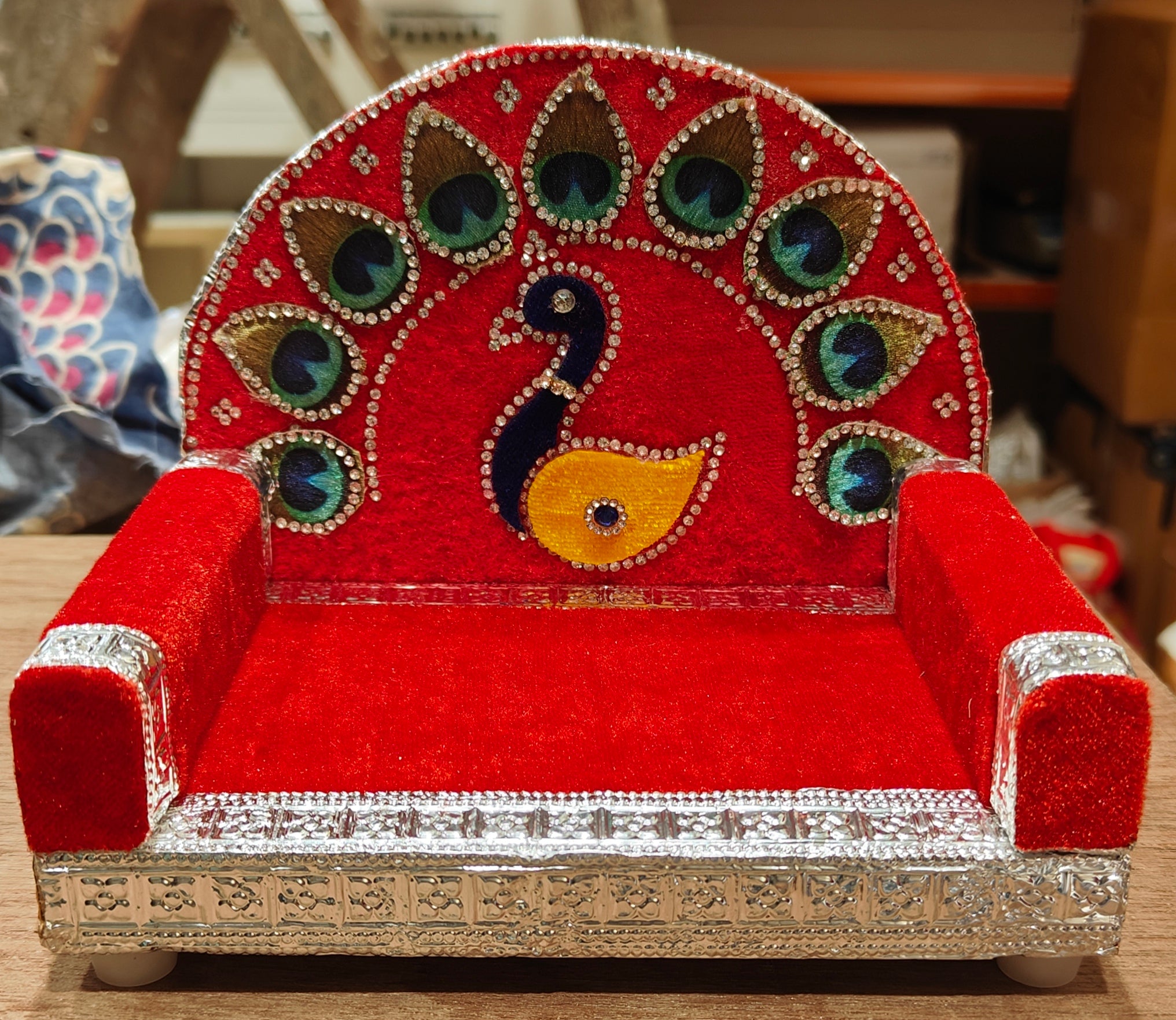 Sinhasan for Laddu Gopal Handcrafted Wooden Decorative for Mandir Singhasan for God Decoration for Temple