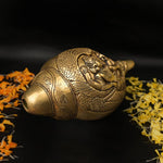 Brass Shankha Lord Vishnu Engraved Blowing Brass Shankh Conch Shell