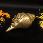 Brass Shankha Lord Vishnu Engraved Blowing Brass Shankh Conch Shell