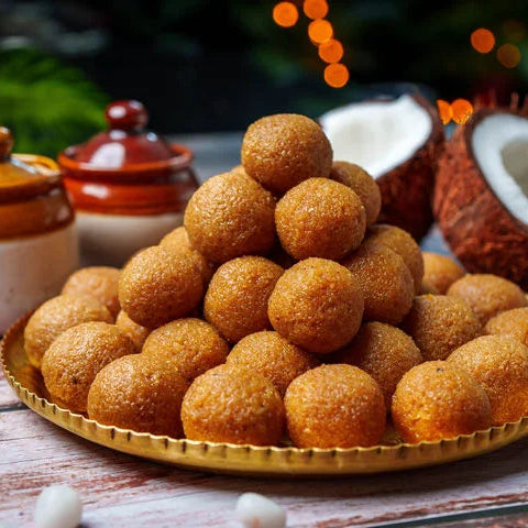 Naru Pack of 6 Bengali Sweet Laddu made with Coconut Gur Laddoo Indian Mithaai for Puja