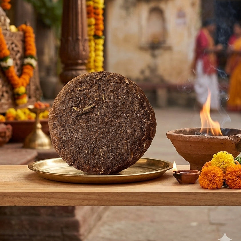 Natural Cow Dung Cakes (Gomaya Upla) Eco-Friendly Fuel for Composting & Mosquito Repellent Chemical-Free Traditional Use