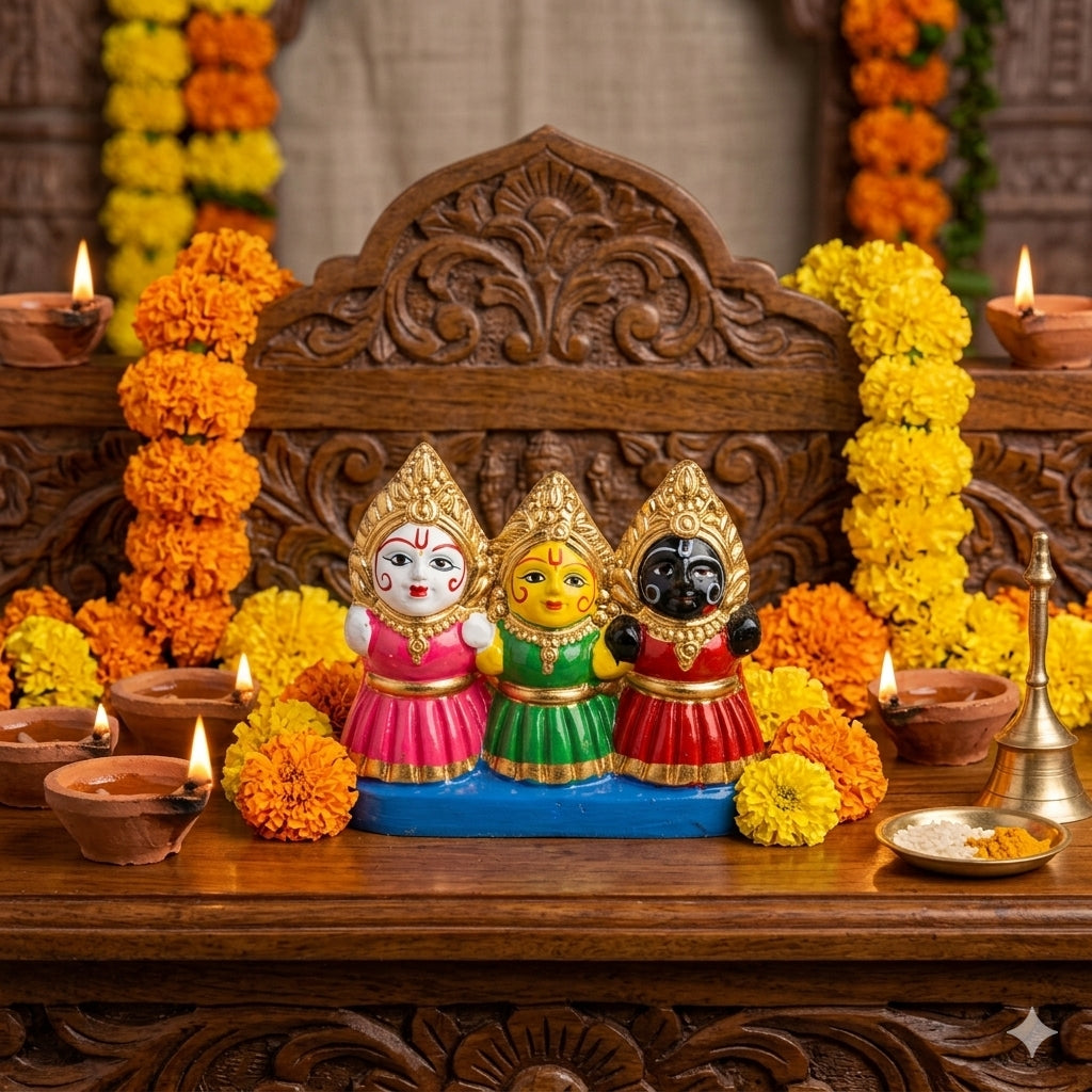 Jagannath Idol Small 5x5 Inch Lord Jagannath, Balaram & Subhadra Devi Statue