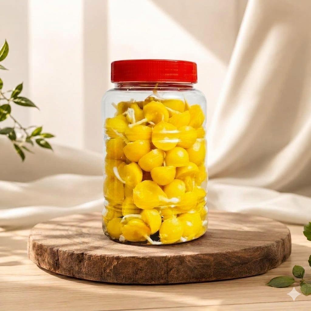 Yellow Ghee Diya 100pcs Cow Ghee Diya Batti Ready to Use Cotton Wicks for Pooja Oil Lamps