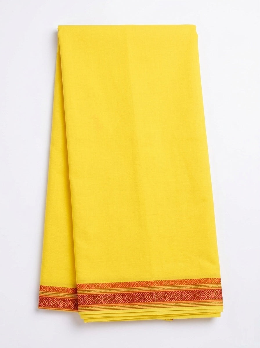 Yellow Dhuti Cotton Yellow Dhoti for Men Set of 1 Piece Dhotis Size 4 x 1.15 Meter for Puja & Religious Wear