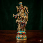 Krishna 12 Inch Murti Idol Statue Sculpture Brass- 12"