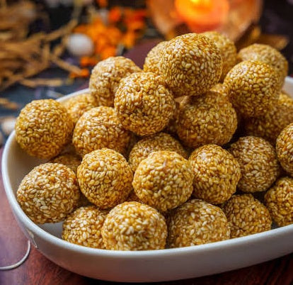 Til Naru Pack of 10 Bengali Sweet Laddu made with Sesame Gur Laddoo Indian Mithaai for Puja