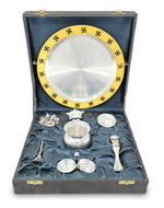 BENGALEN Pooja Thali Set 9 Inch Gold & Silver Plated with Gray Gift Box