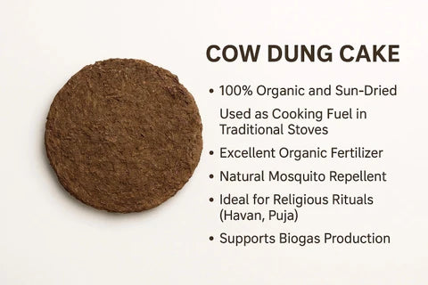 Natural Cow Dung Cakes (Gomaya Upla) Eco-Friendly Fuel for Composting & Mosquito Repellent Chemical-Free Traditional Use