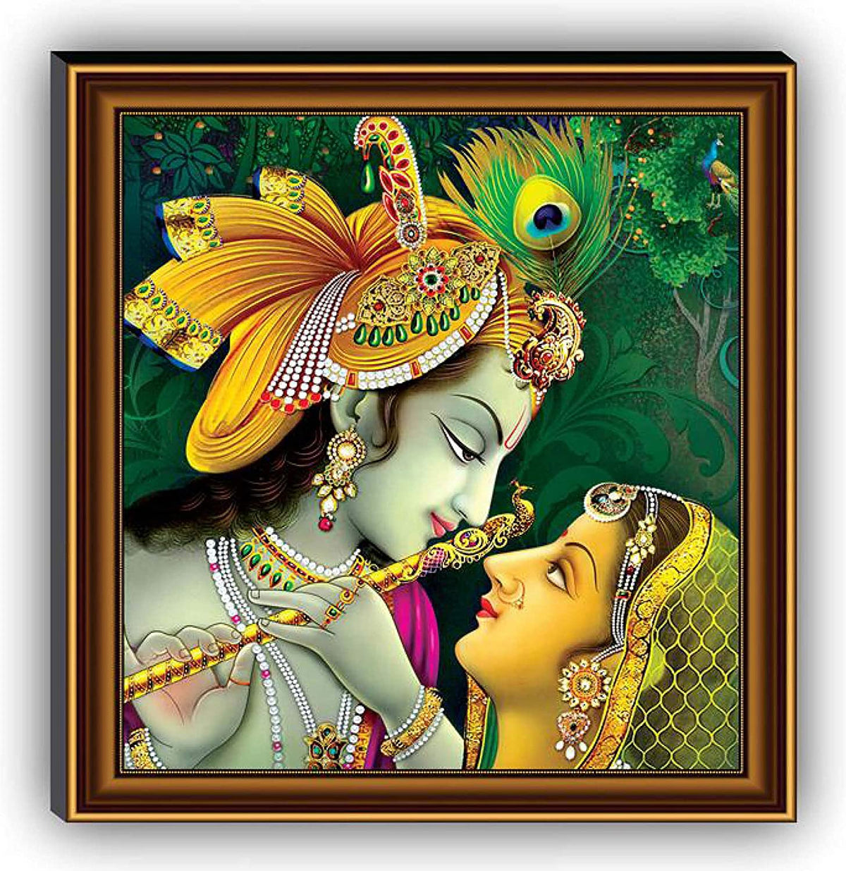 আভিজাত্য রাধা কৃষ্ণ ফ্রেমড পেইন্টিং ইউভি টেক্সচার্ড ডিজাইন ধর্মীয় ওয়াল আর্ট ডেকোর শোপিস মূর্তি প্রতিমা মূর্তি