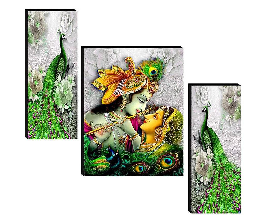 Nobility Radha Krishna MDF Self Adhesive Painting Digital Reprint Wall Art Statue Idol Decoration for Home, Living Room, Office, Weeding Gift