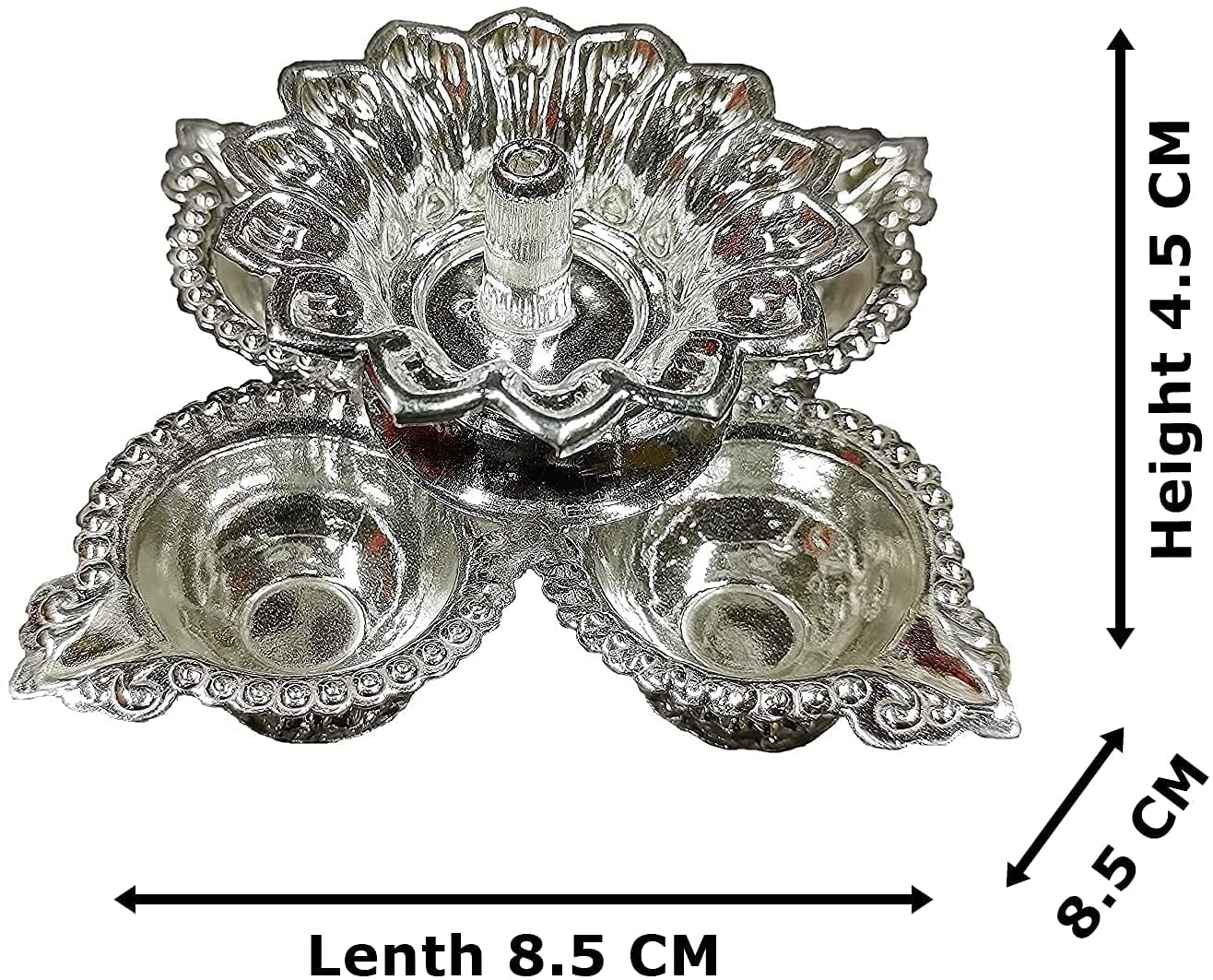 Bengalen Silver Plated Panchmukhi Diya Pooja Thali Set, Puja Items for Poojan Purpose, Wedding Return Gift Articles for Home Decor