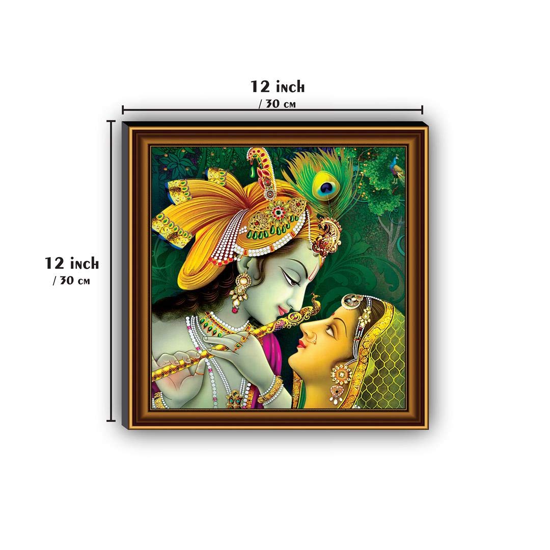 Nobility Radha Krishna Framed Painting UV Textured Design Religious Wall Art Decor Showpiece Figurine Idol Statue