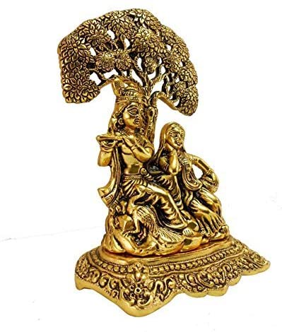 Bengalen Metal Gold Plated Radha Krishna Idol Statue