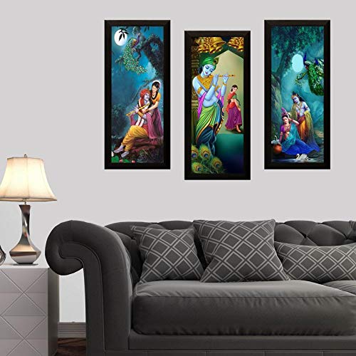 Nobility Radha Krishna Framed Painting UV Textured Design Religious Wall Art Decor