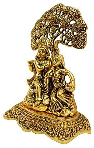Bengalen Metal Gold Plated Radha Krishna Idol Statue