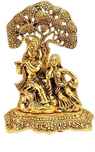 Bengalen Metal Gold Plated Radha Krishna Idol Statue