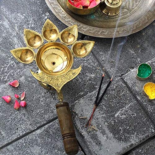 Bengalen Brass Panch Arti Diya for Pooja