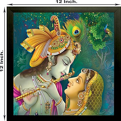 Nobility Radha Krishna Framed Painting UV Textured Design Religious Wall Art Decor Showpiece Figurine Idol Statue