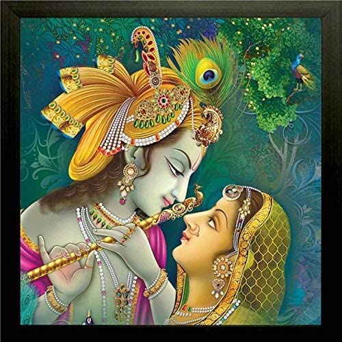 আভিজাত্য রাধা কৃষ্ণ ফ্রেমড পেইন্টিং ইউভি টেক্সচার্ড ডিজাইন ধর্মীয় ওয়াল আর্ট ডেকোর শোপিস মূর্তি প্রতিমা মূর্তি