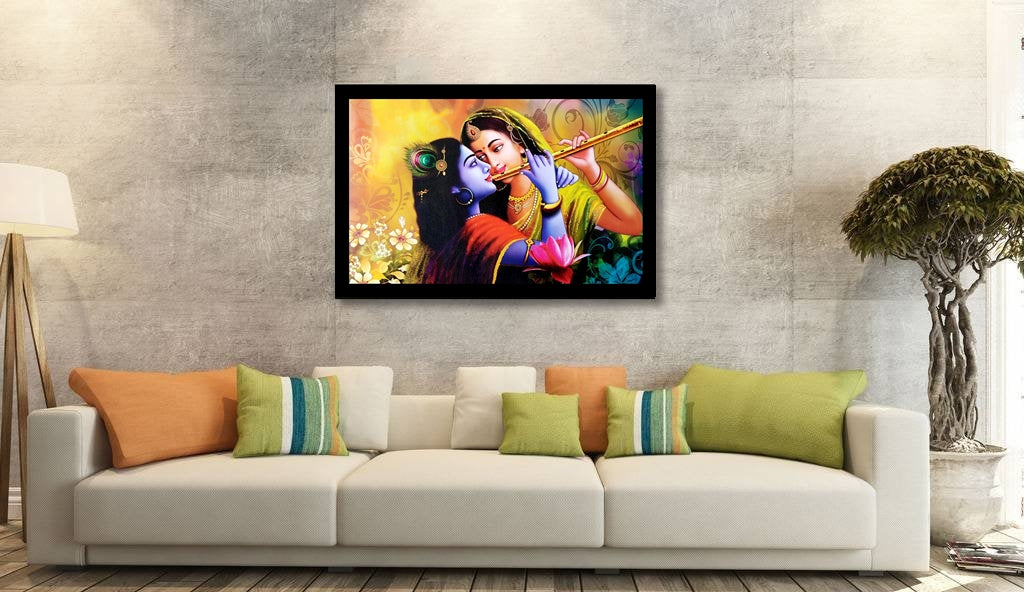 Nobility Radha Krishna Wall Art Synthetic Wood UV Art Painting
