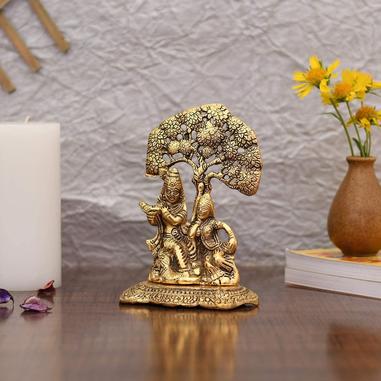 Bengalen Metal Gold Plated Radha Krishna Idol Statue