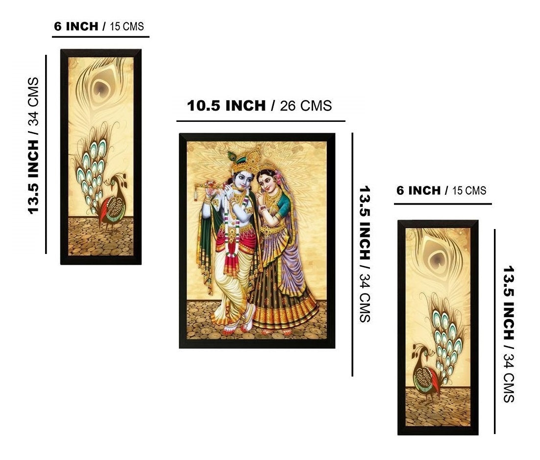 Nobility Radha Krishna Framed Painting UV Textured Design Religious Wall Art Decor