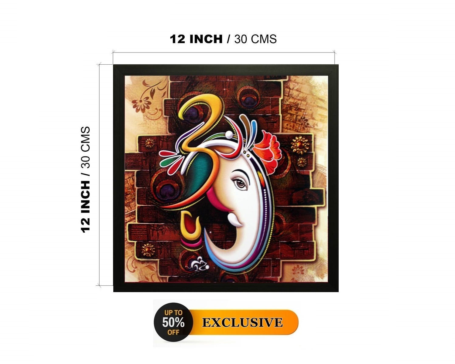 Nobility Ganesha Framed Painting Ganesh Wall Art Decor Statue Idol Decoration for Home, Living Room, Office, Gift for friends or family