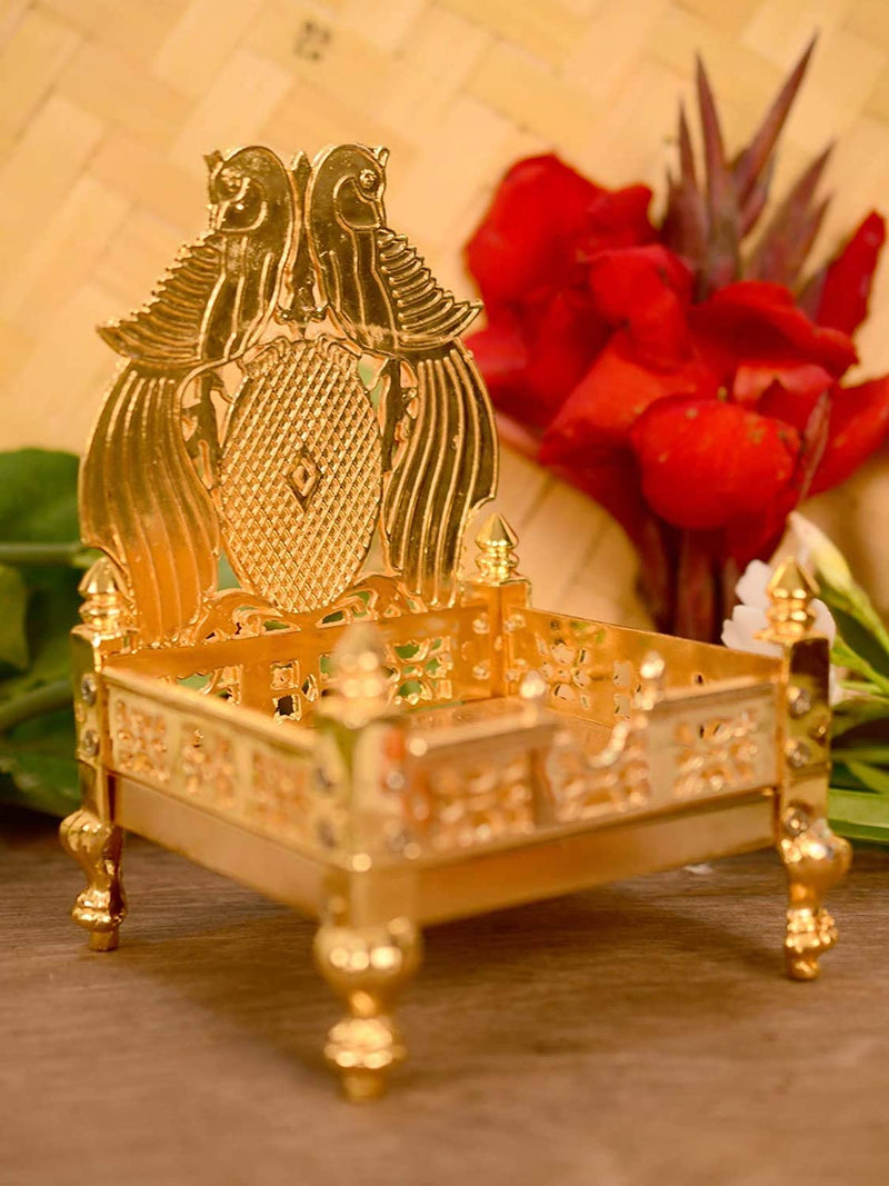 Bengalen God Singhasan, Gold Plated - Size : 6.5 x 4 x 4 inch