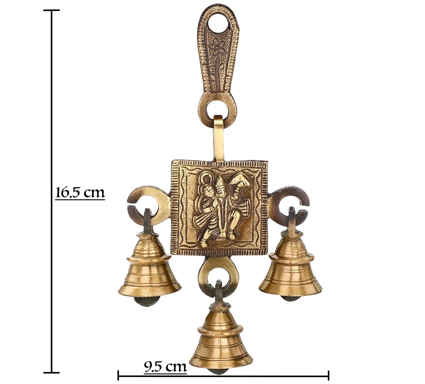 Bengalen Brass Hanuman Bells Wall Hanging Idol Decorative Showpiece Antique Finish Bajrangbali Wall Art Decor Statue