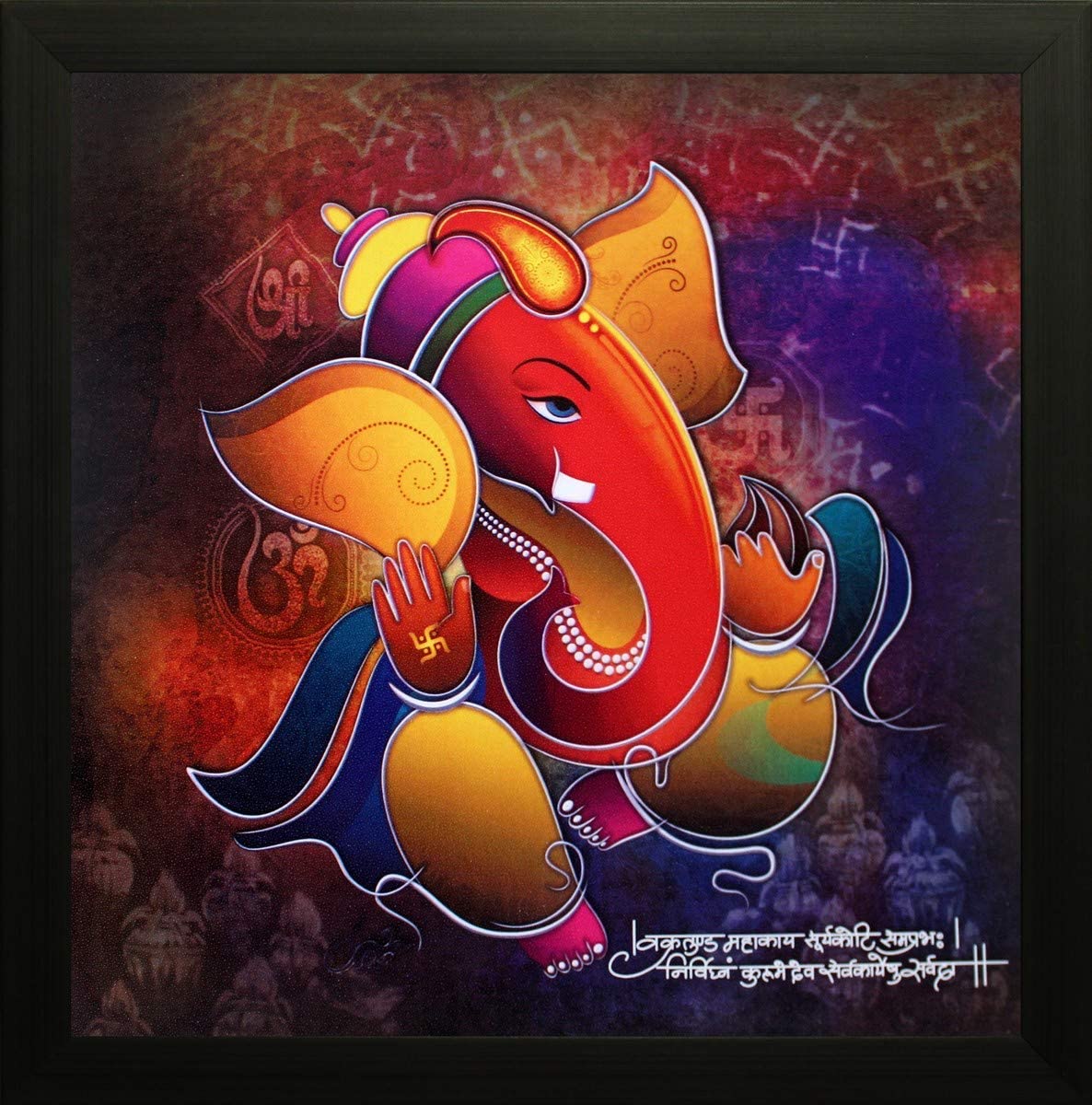 Nobility Ganesha Framed Painting Ganesh Wall Art Decor Statue Idol Decoration for Home, Living Room, Office, Gift for friends or family