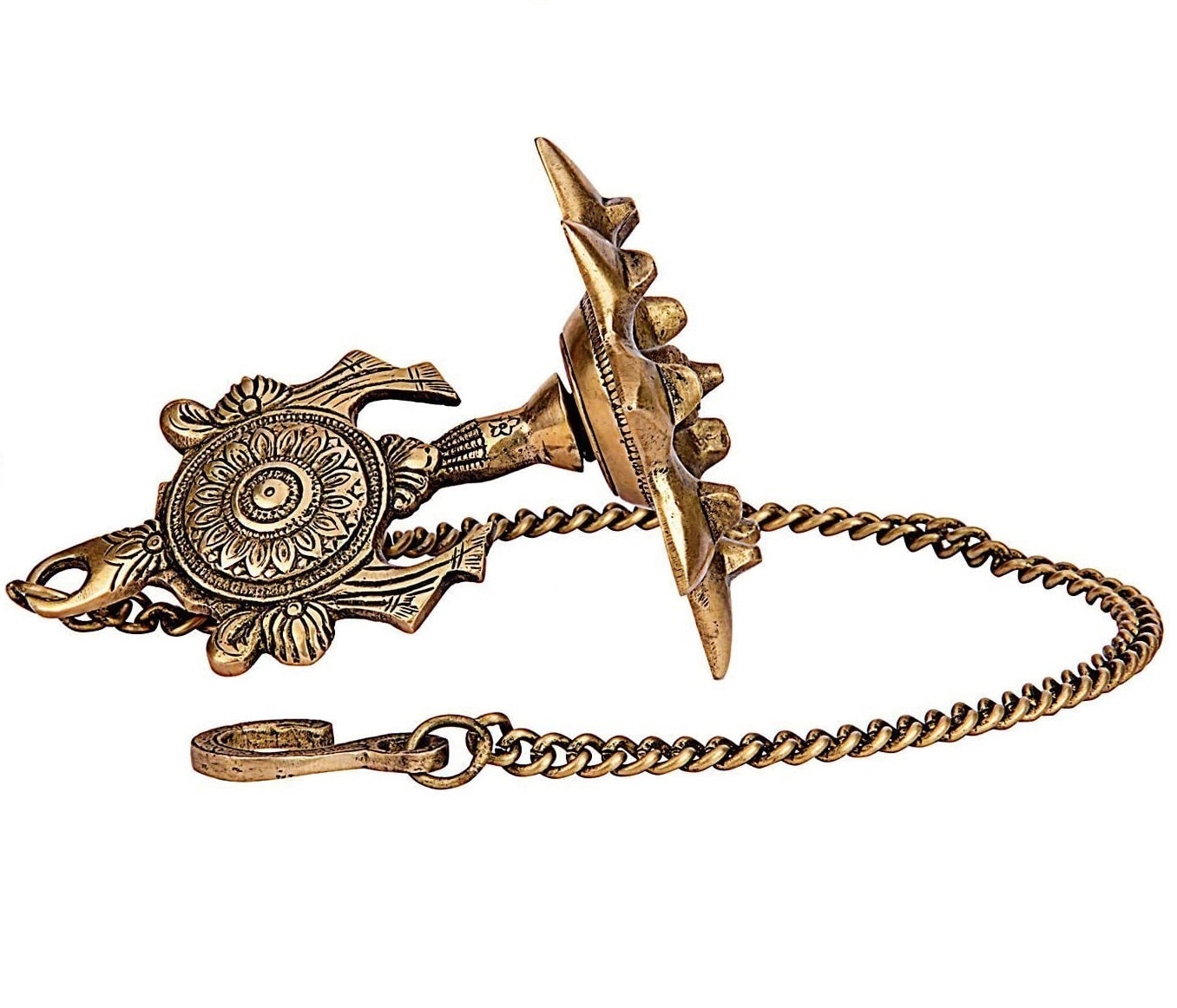 Bengalen Traditional Design Brass Hanging Diya Set with 9 Diya Slots