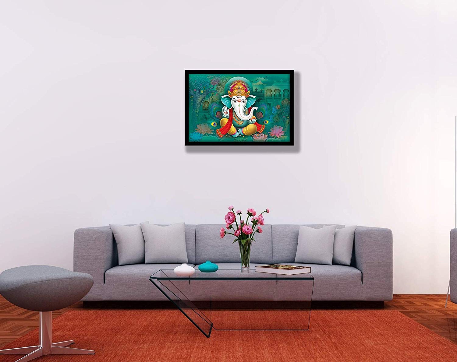 Nobility Ganesha Framed Painting - Special Effect Textured Wall Art