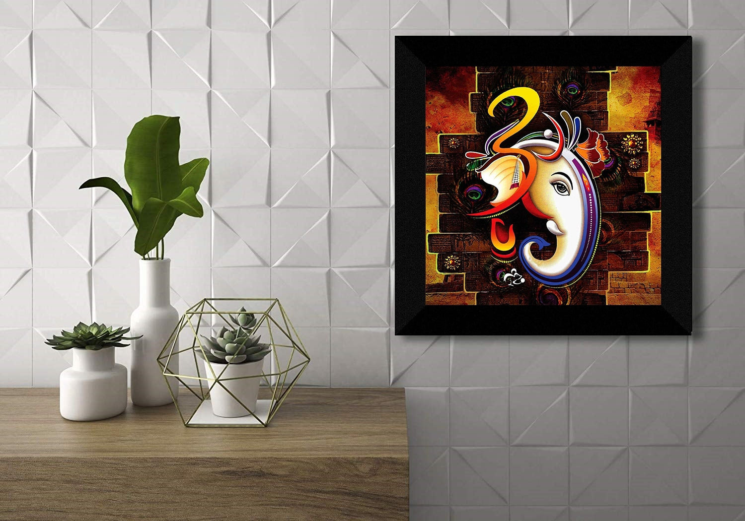 Nobility Ganesha Framed Painting - Exclusive Ganesh Wall Art Statue