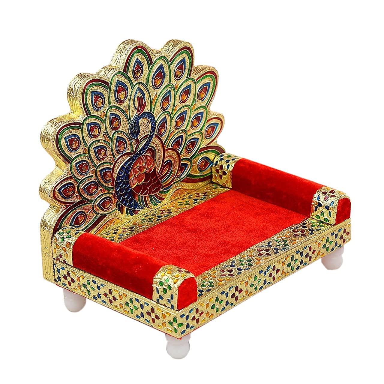 Bengalen Wooden Laddu Gopal Meenakari Singhasan (13 x 9 x 14 cm)