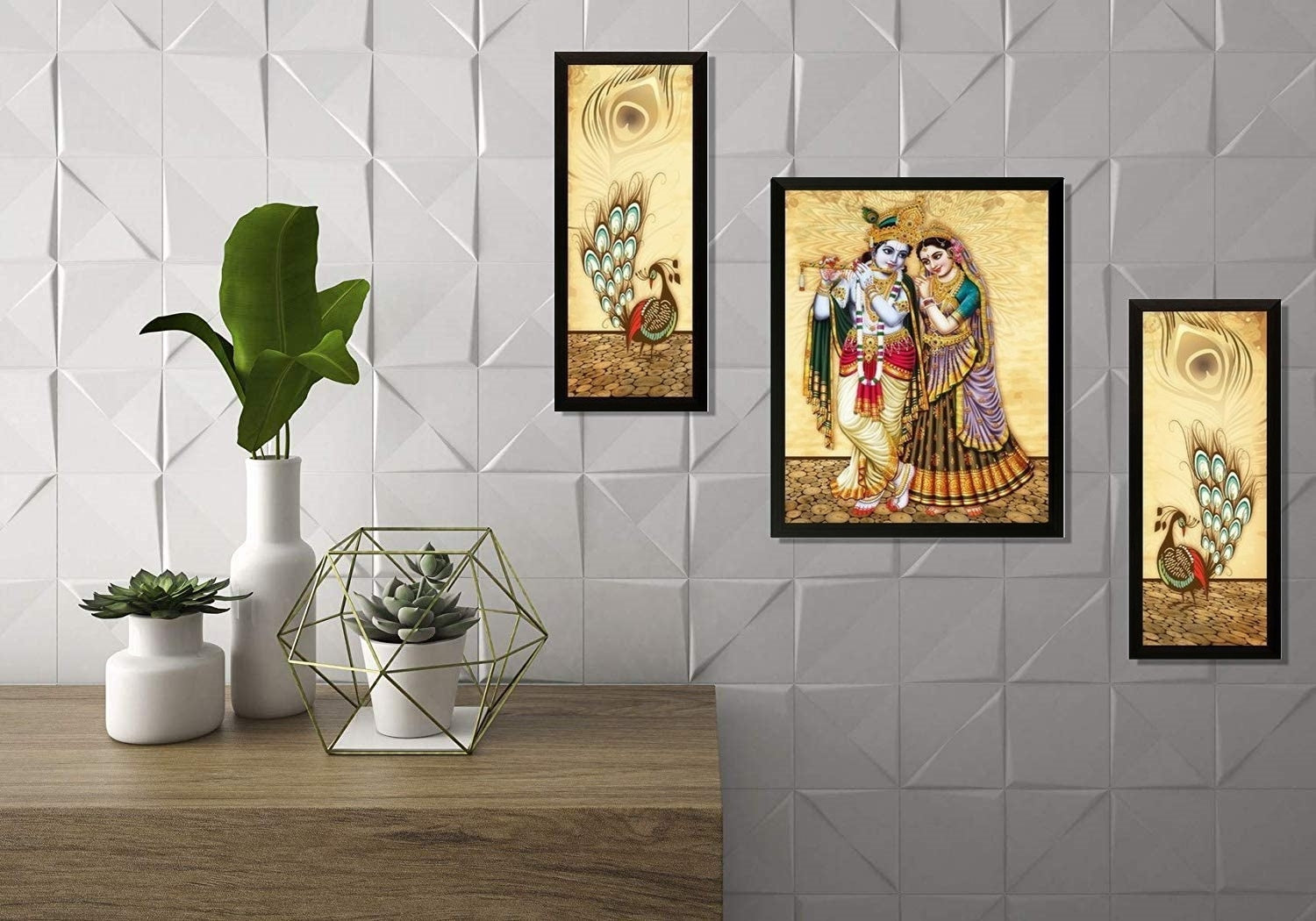 Nobility Radha Krishna Framed Painting UV Textured Design Religious Wall Art Decor