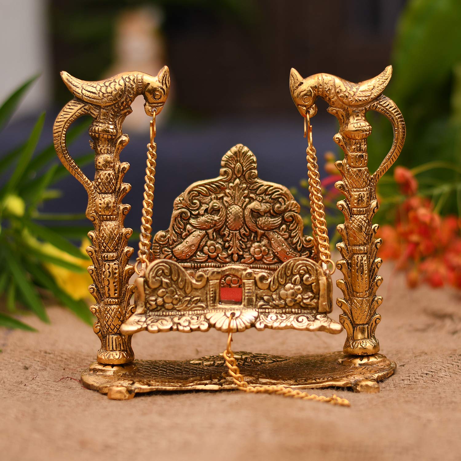 Bengalen Aluminium Laddu Gopal Jhula (Golden, 8 X 6.5 X 2.5 Inch)