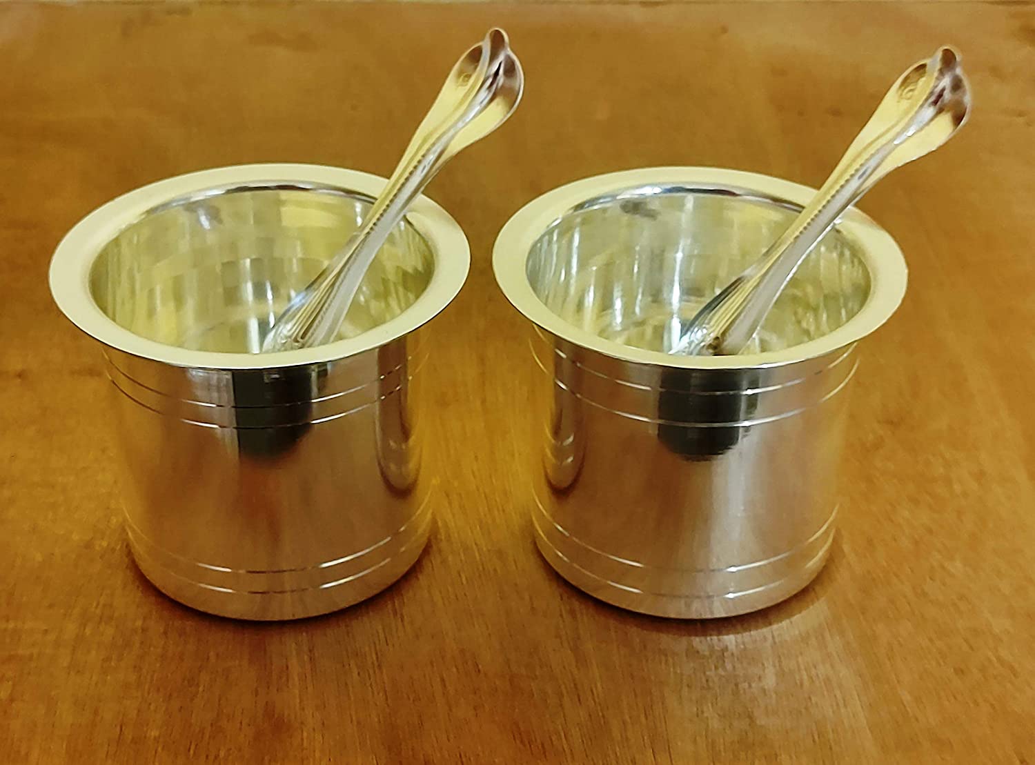Bengalen Regular Silver Plated Panchpatra Set of 2 Panchapatra and 2 Regular Palli