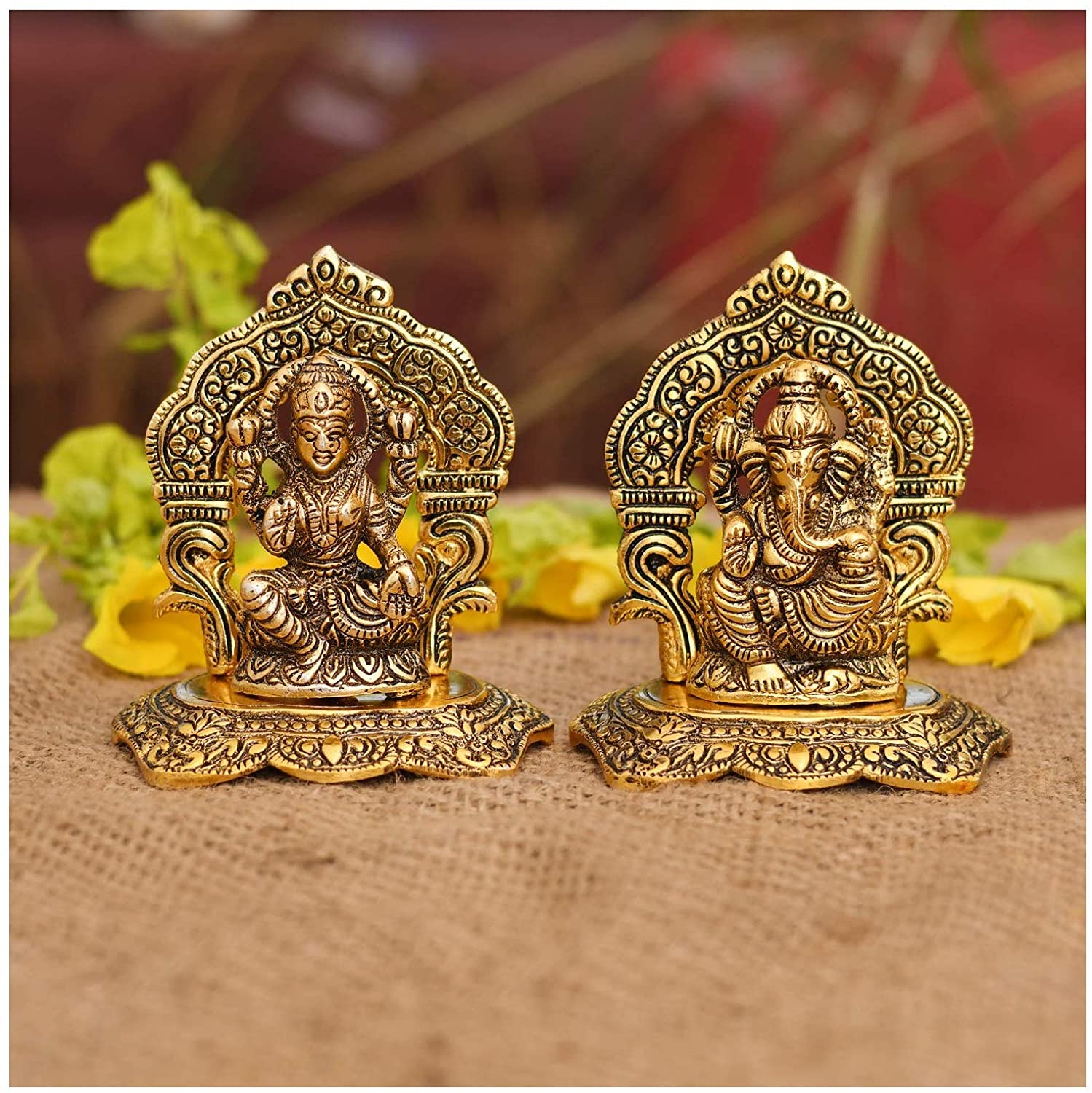 Bengalen Aluminium Laxmi Ganesha Set Idol Showpiece Statue