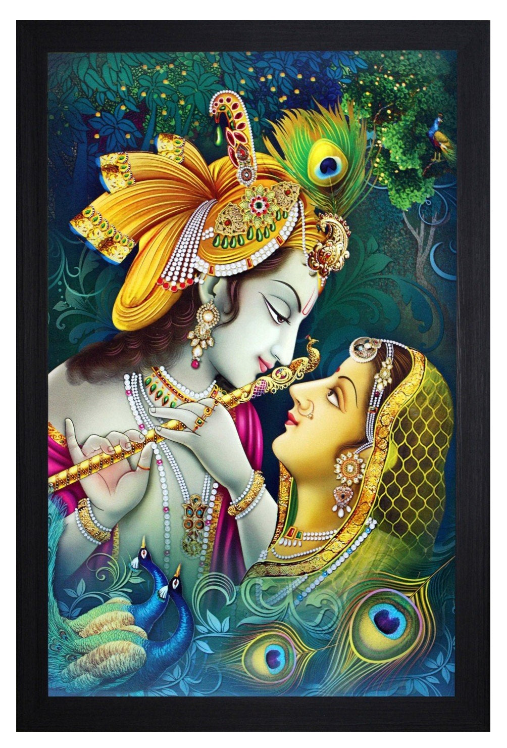 আভিজাত্য রাধা কৃষ্ণ ফ্রেমড পেইন্টিং ইউভি টেক্সচার্ড ডিজাইন ধর্মীয় ওয়াল আর্ট ডেকোর শোপিস মূর্তি প্রতিমা মূর্তি