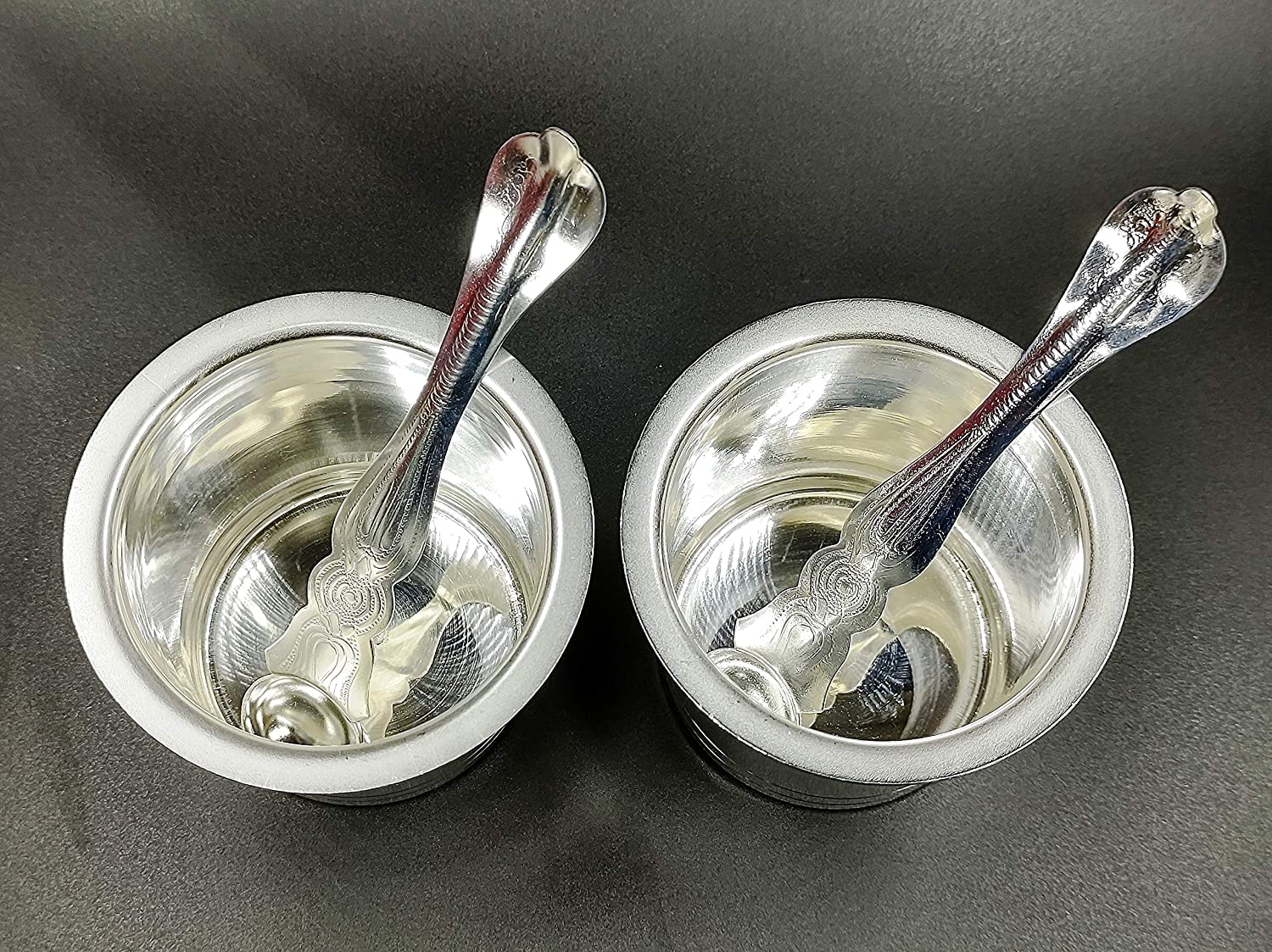 Bengalen Regular Silver Plated Panchpatra Set of 2 Panchapatra and 2 Regular Palli