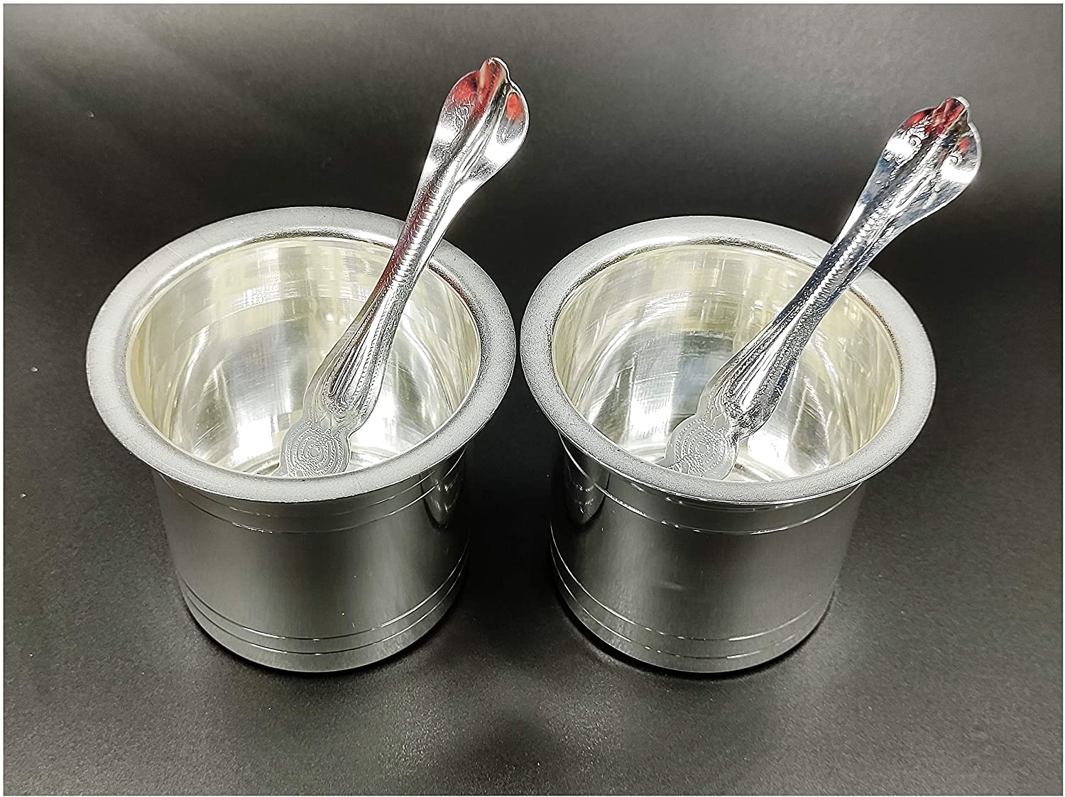 Bengalen Regular Silver Plated Panchpatra Set of 2 Panchapatra and 2 Regular Palli