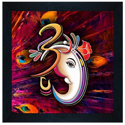 Nobility Ganesh Framed Painting Ganesha Wall Art Decor Statue Idol Decoration for Home, Living Room, Office, Gift for friends or family