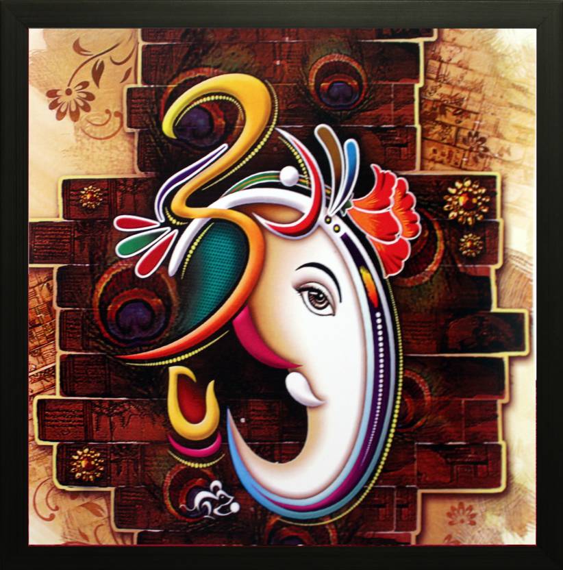 Nobility Ganesha Framed Painting Ganesh Wall Art Decor Statue Idol Decoration for Home, Living Room, Office, Gift for friends or family