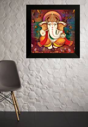 Nobility Ganesha Framed Painting Wall Art Statue