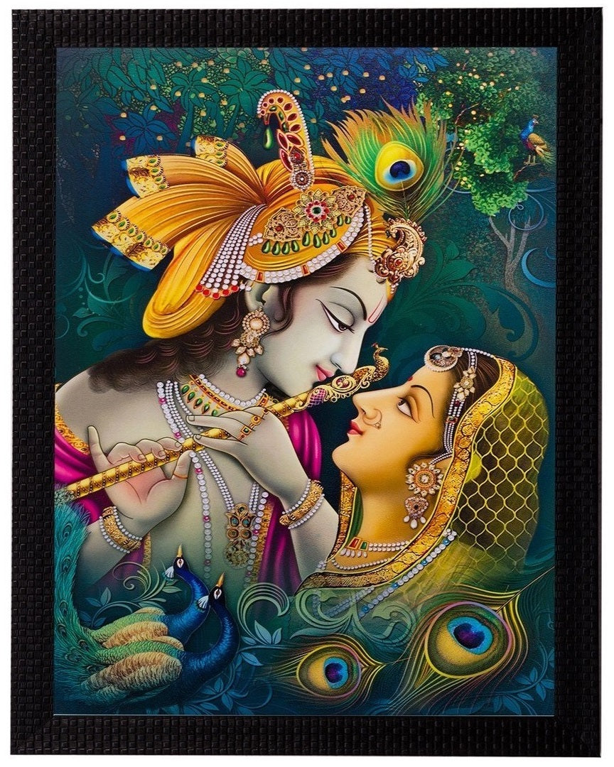 আভিজাত্য রাধা কৃষ্ণ ফ্রেমড পেইন্টিং ইউভি টেক্সচার্ড ডিজাইন ধর্মীয় ওয়াল আর্ট ডেকোর শোপিস মূর্তি প্রতিমা মূর্তি